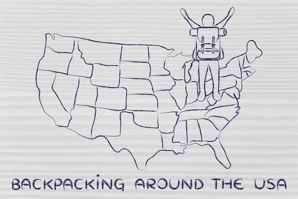 ABD illüstrasyon backpacking — Stok fotoğraf