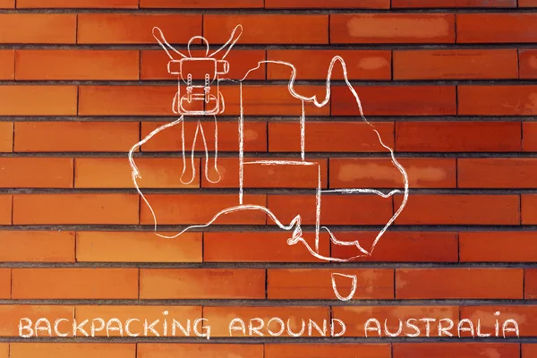 Rucksackreisen durch Australien Illustration — Stockfoto