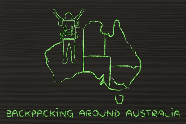 Backpacking навколо ілюстрації Австралії — стокове фото