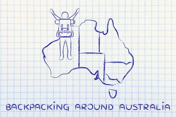 Backpacking навколо ілюстрації Австралії — стокове фото