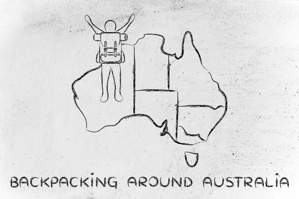 Mochila ao redor austrália ilustração — Fotografia de Stock