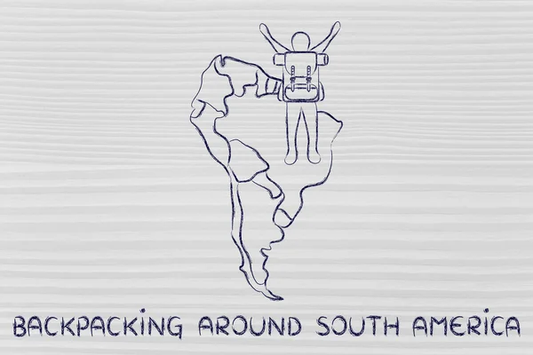 Backpacking around south america illustration — Stock Photo, Image