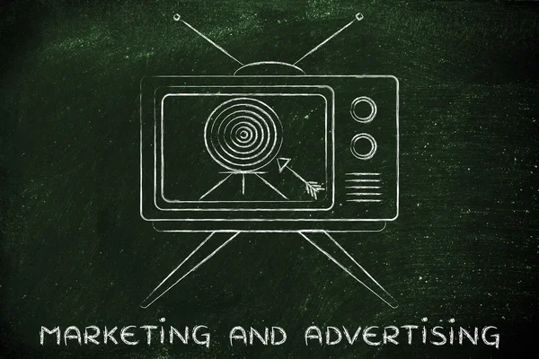 Έννοια της τηλεόρασης, διαφήμισης και του μάρκετινγκ — Φωτογραφία Αρχείου