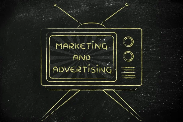 Conceptul de marketing tv și publicitate — Fotografie, imagine de stoc