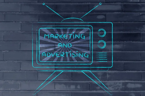 Koncepce tv marketing a reklama — Stock fotografie