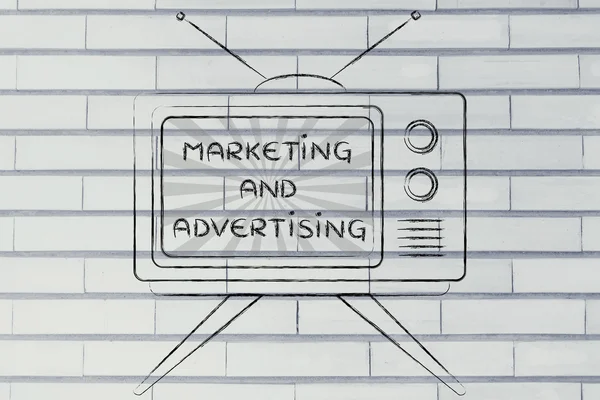 Έννοια της tv μάρκετινγκ και της διαφήμισης — Φωτογραφία Αρχείου