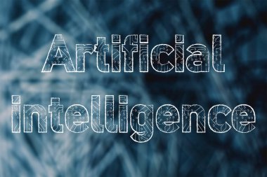 Dijital mikroçip devre desenli yapay zeka metni, makine öğrenme kavramı ve teknolojinin geleceği