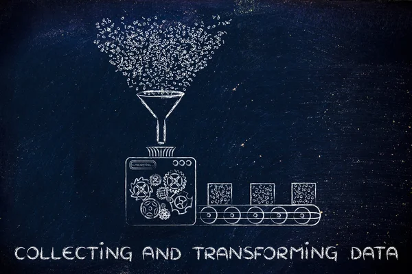 收集和转换数据的概念 — 图库照片