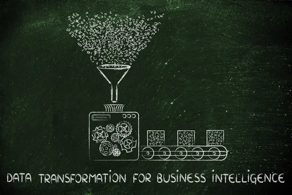 Концепція трансформації даних для бізнес-аналітики — стокове фото