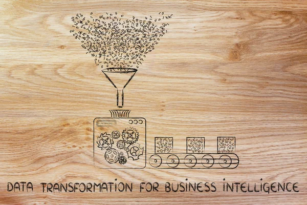 Концепція трансформації даних для бізнес-аналітики — стокове фото