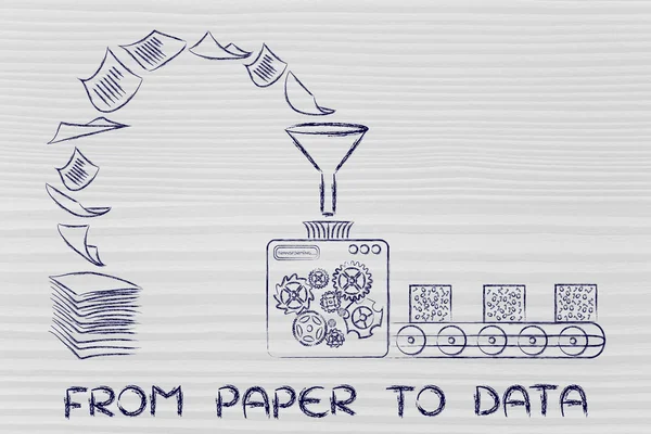 Concept of from paper to data — Stock Fotó