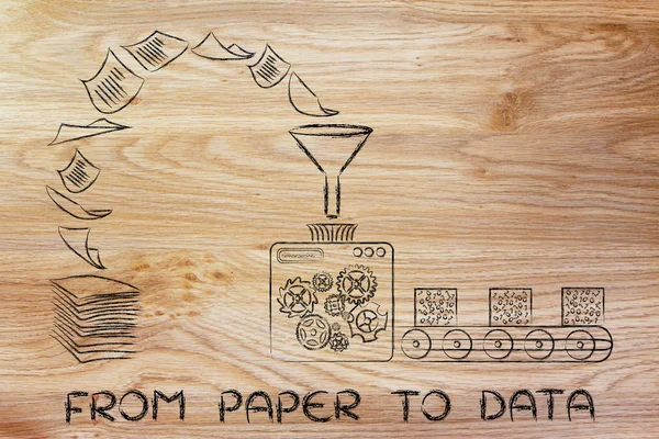 Concept of from paper to data — Stok fotoğraf