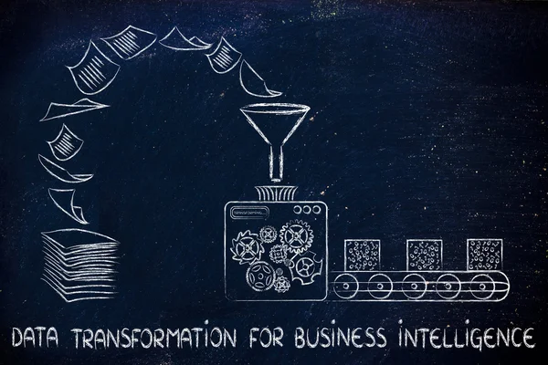 Concetto di trasformazione dei dati per la business intelligence — Foto Stock