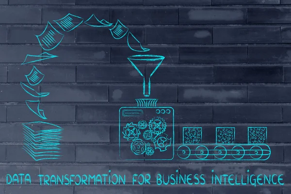 Concepto de transformación de datos para la inteligencia empresarial — Foto de Stock