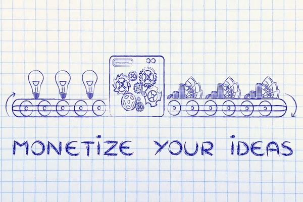 Monetize your ideas into cash, factory illustration — Stock Photo, Image