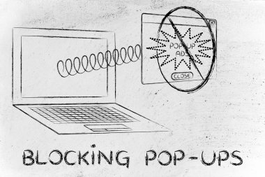 pop-up reklamlar ve tarayıcı ayarlarını çizimi