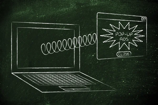 Előugró hirdetések és a böngésző beállításait illusztráció — Stock Fotó