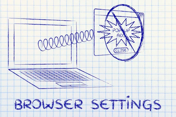 illustration of pop-up windows and browser settings