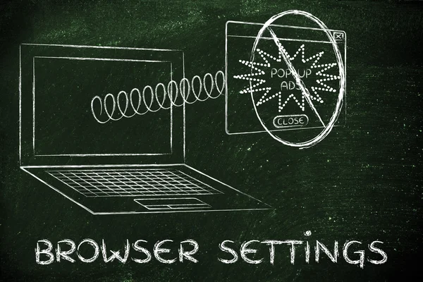 illustration of pop-up windows and browser settings