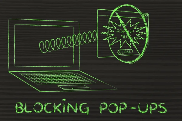 illustration of pop-up ads and browser settings