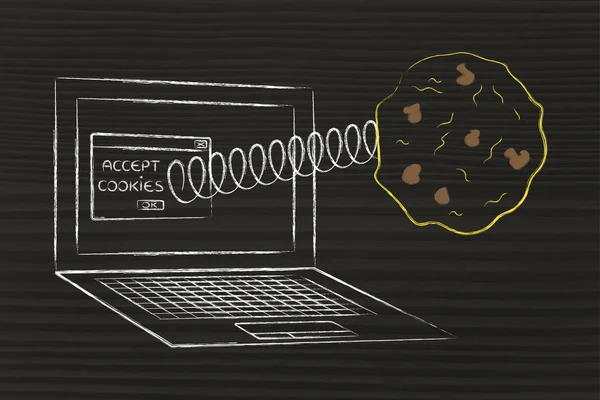 Ilustración de cookies y datos del sitio web —  Fotos de Stock