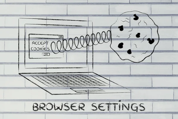 Illustration av cookies och inställningar i webbläsaren — Stockfoto