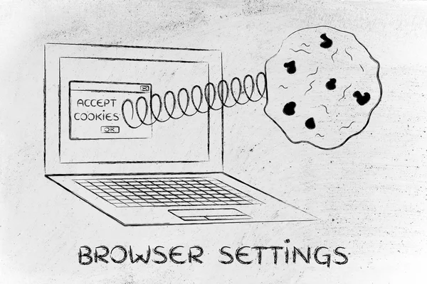 Ilustração de cookies e configurações do navegador — Fotografia de Stock