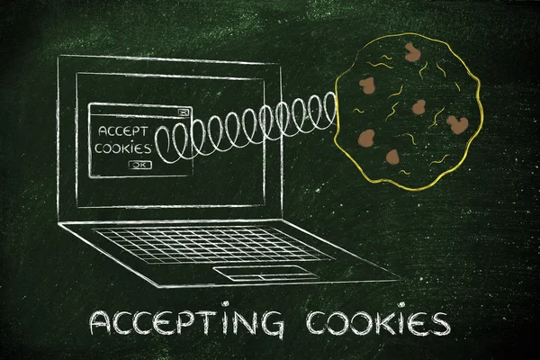 Illustratie van het accepteren van cookies en browserinstellingen — Stockfoto