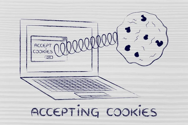 Illustratie van het accepteren van cookies en browserinstellingen — Stockfoto