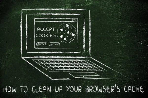 Illustratie van hoe om schoon te maken van uw browser cache — Stockfoto