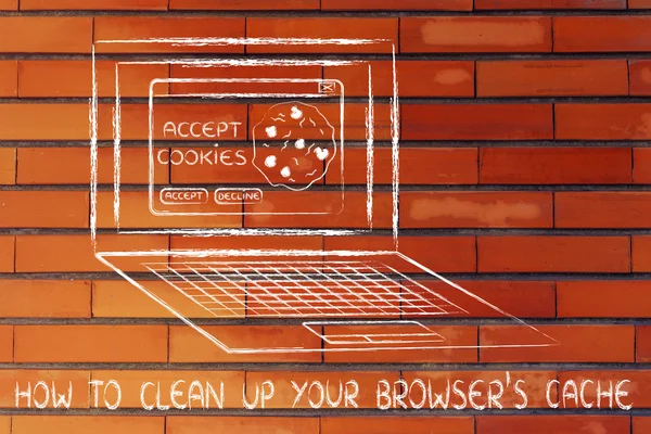 Ilustración de cómo limpiar la caché de su navegador —  Fotos de Stock