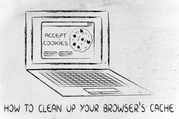 Illustration av hur att rensa webbläsarens cacheminne — Stockfoto