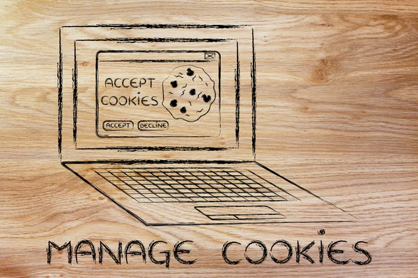 Illustratie van beheren cookies en browser instelling — Stockfoto