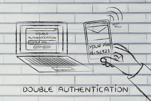 Illustration of double authentication and account security — Stock Photo, Image