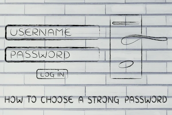 Концепция выбора сильного пароля — стоковое фото