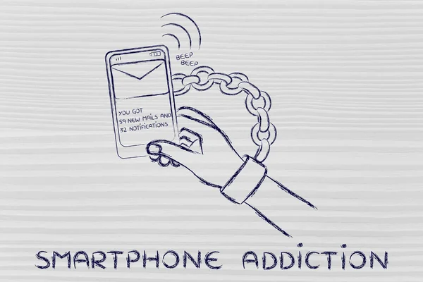 Begreppet smartphone missbruk — Stockfoto