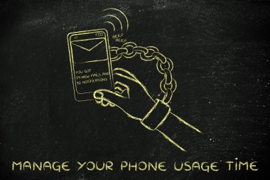 Zincirli bir bip cep telefonuna el çizimi