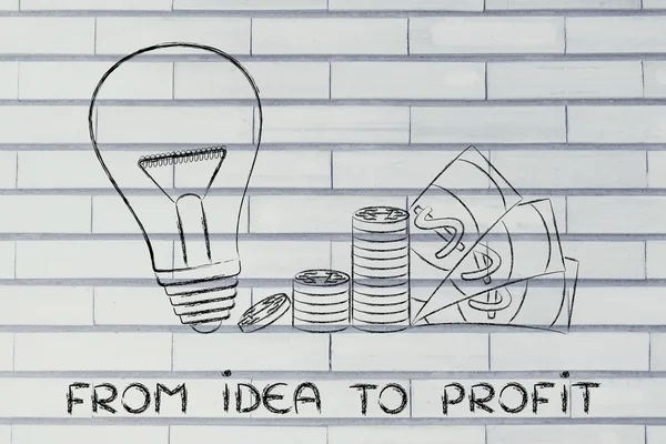 Concept of from idea to profit — Stock Photo, Image