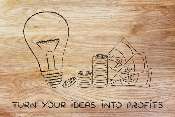 Concetto di trasformare le vostre idee in profitti — Foto Stock