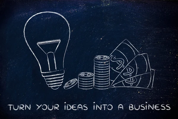 Pojęcie przekształcić swoje pomysły biznesowe — Zdjęcie stockowe