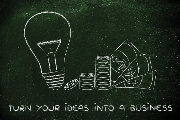 Концепция превращения ваших идей в бизнес — стоковое фото
