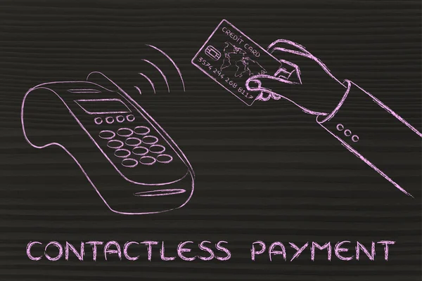 Kontaktlose Kreditkartenzahlung am POS-Terminal — Stockfoto