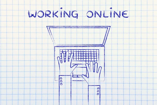 Online arbeitende Illustration — Stockfoto