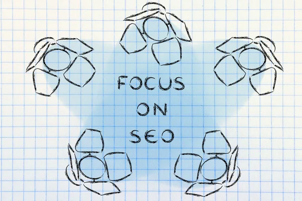 Focus con testo Focus su SEO — Foto Stock