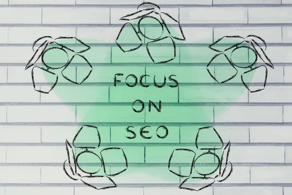 Focus con testo Focus su SEO — Foto Stock