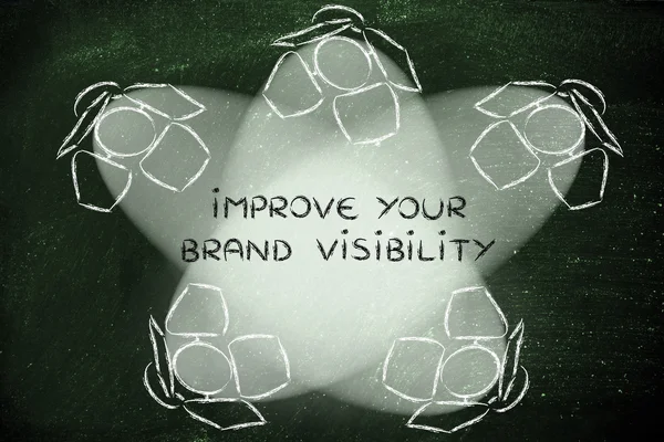 Spotlights with text Improve your brand visibility — Stok Foto