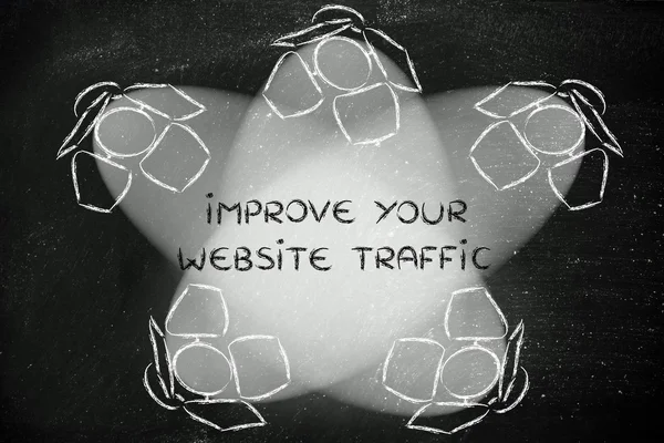 Spotlights with text Improve your website traffic — Stock Photo, Image