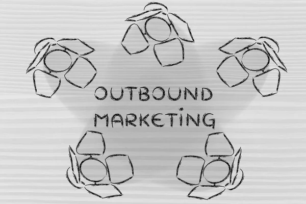 Reflektory z tekstem Outbound marketing — Zdjęcie stockowe