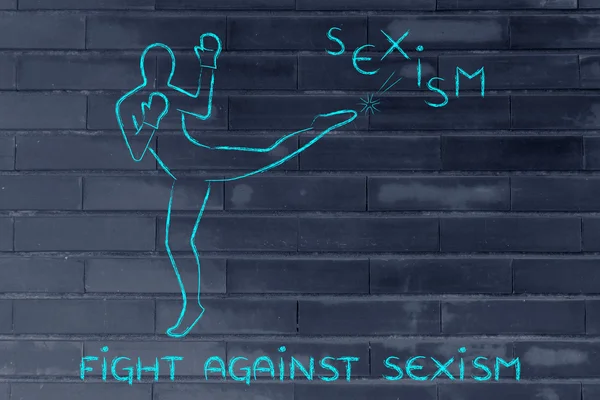 Person tritt und boxt gegen Sexismus — Stockfoto