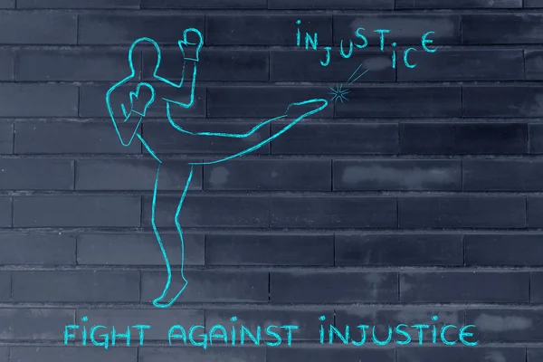 Személy rúgás és a boksz-igazságtalanság ellen — Stock Fotó